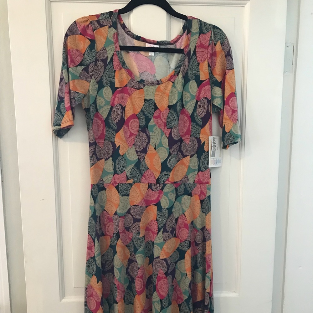 colorful LulaRoe L Ana dress. NWT